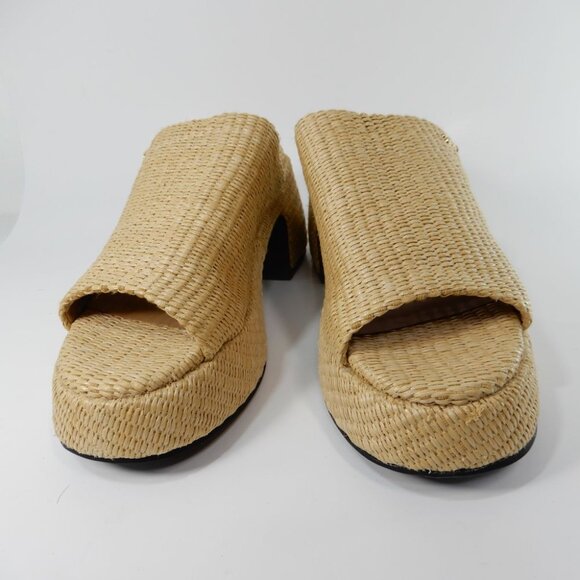 GANNI Butterfly Raffia Platform Mules Heeled Sandals Size 38 8 Natural NEW $425 - Picture 5 of 15